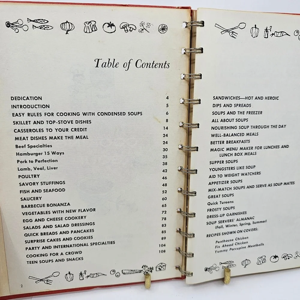 Vintage 1968 Campbell Cookbook Cooking With Soup Spiral Hardcover Retro Recipes